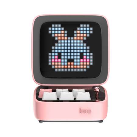 Беспроводная колонка DIVOOM портативная Ditoo Mic розовая с микрофоном и пиксельным LED-дисплеем