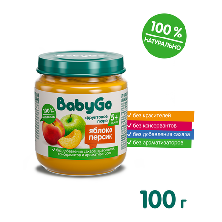 Пюре BabyGo Яблоко-персик с 5 мес 100 г