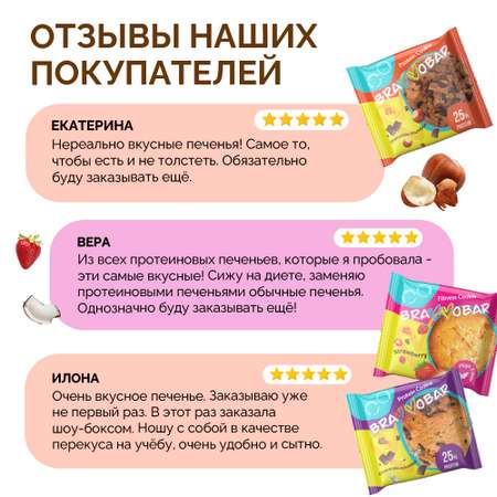 Протеиновое фитнес печенье BRAVVOBAR Ассорти из 3-х вкусов 12 x 40 г