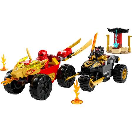 Конструктор LEGO NINJAGO Kai and Rass Car Bike Battle блочный