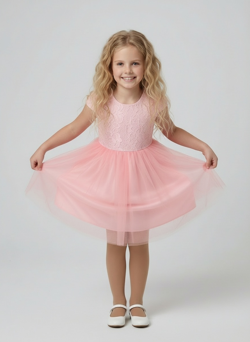 Платье Lila Style гипюр розовый - фото 3