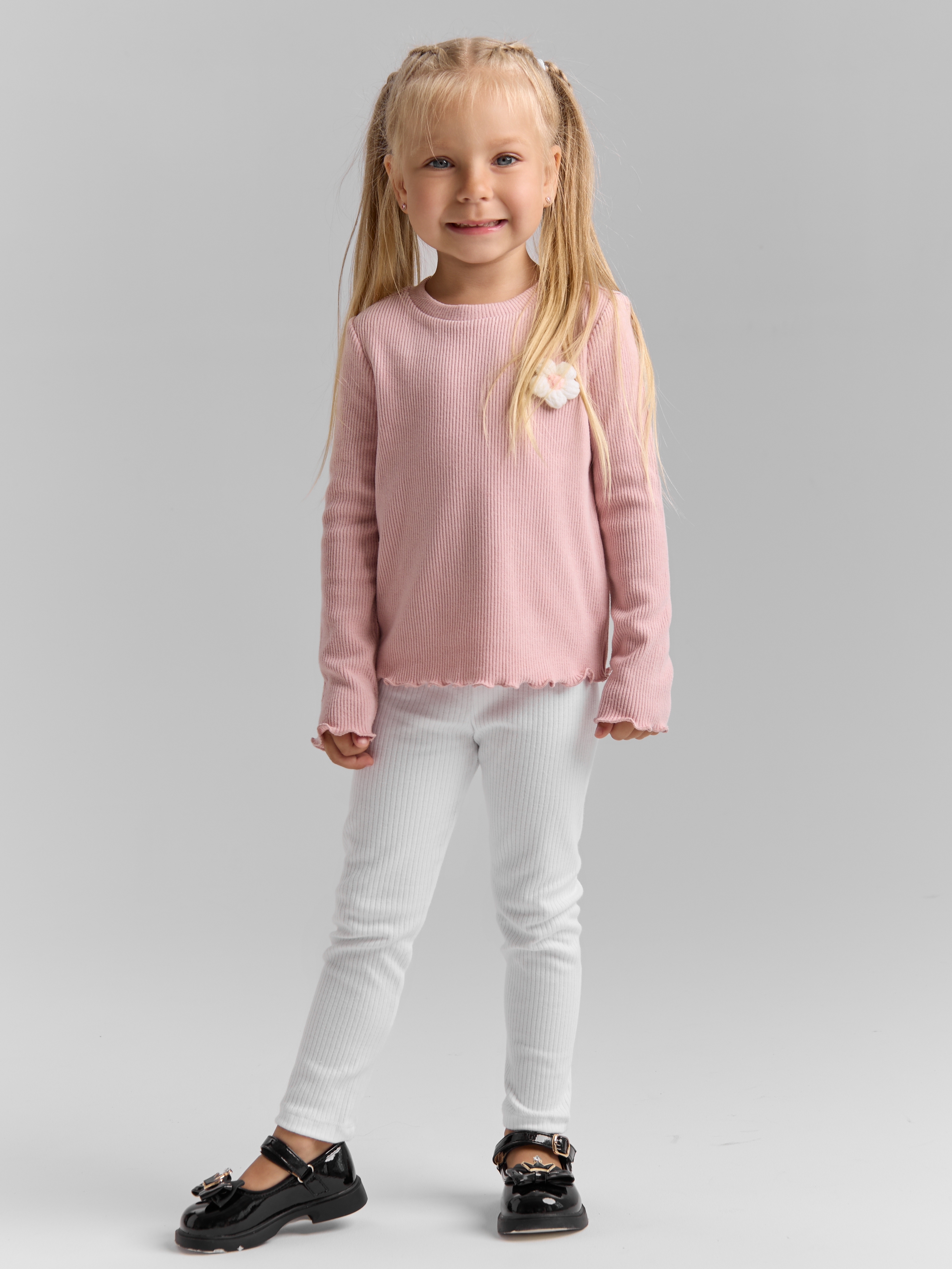 Леггинсы LEVA леггинсы для девочки_рубчик черный_белый - фото 5