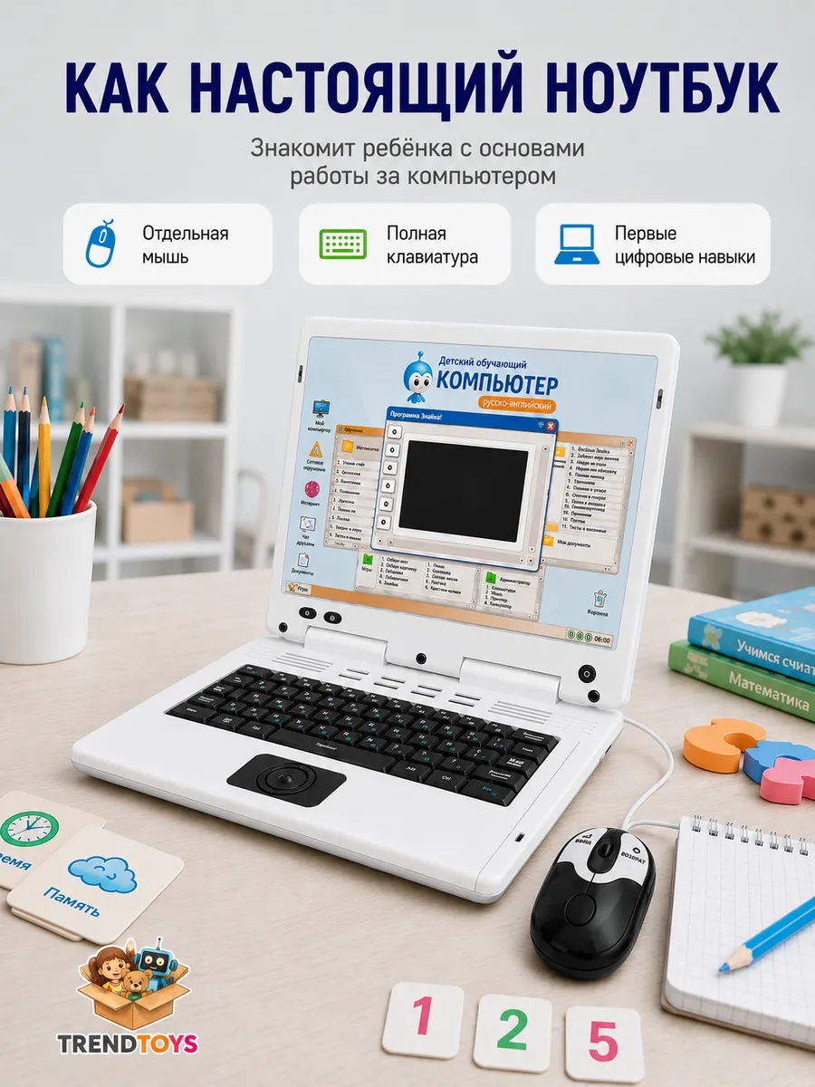 Детский ноутбук TrendToys обучающий развивающий компьютер - фото 3