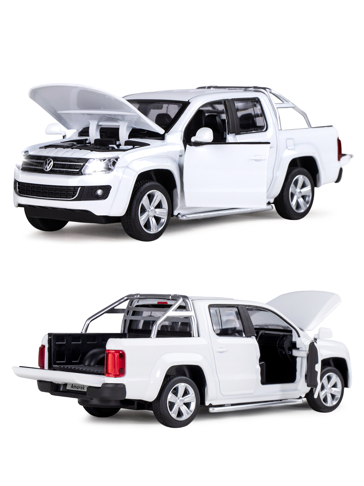 Пикап АВТОпанорама Volkswagen Amarok 1:30 белый JB1251298 - фото 8