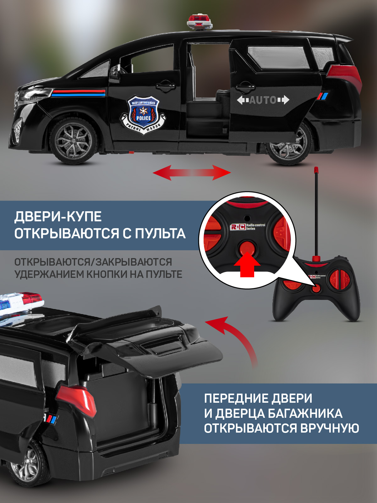 Полицейская машина РУ AUTODRIVE Черный - фото 3