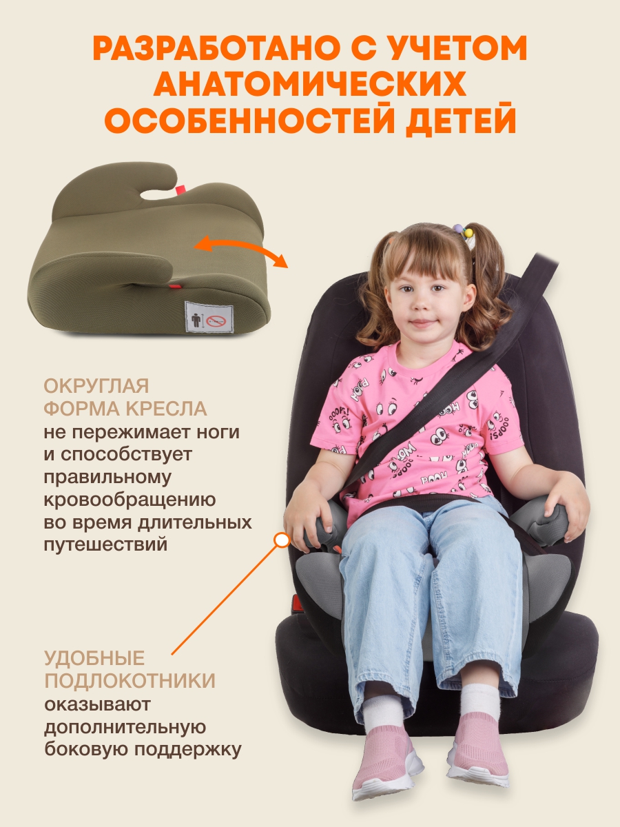 Автокресло ZLATEK Jet 3 (22-36 кг) хаки - фото 3