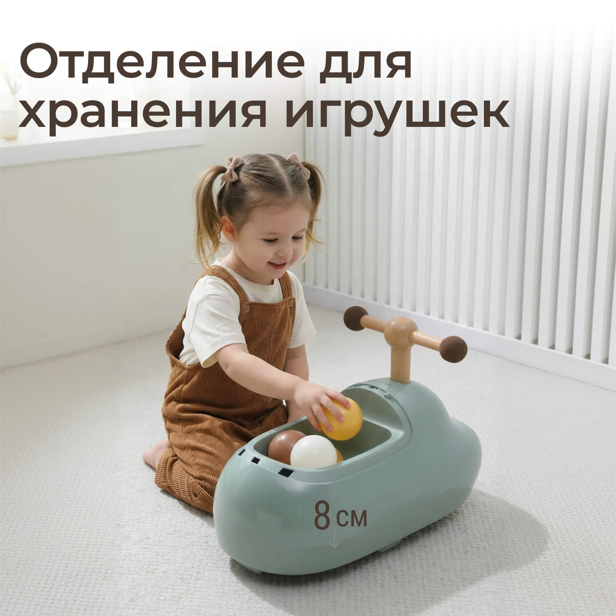 Пушкар UNIX Kids каталка детская бибикар зеленый - фото 4