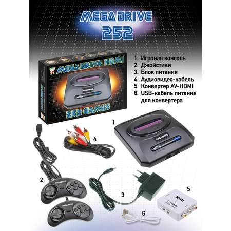 Игровая приставка Dendy Mega Drive 252 + конвертер