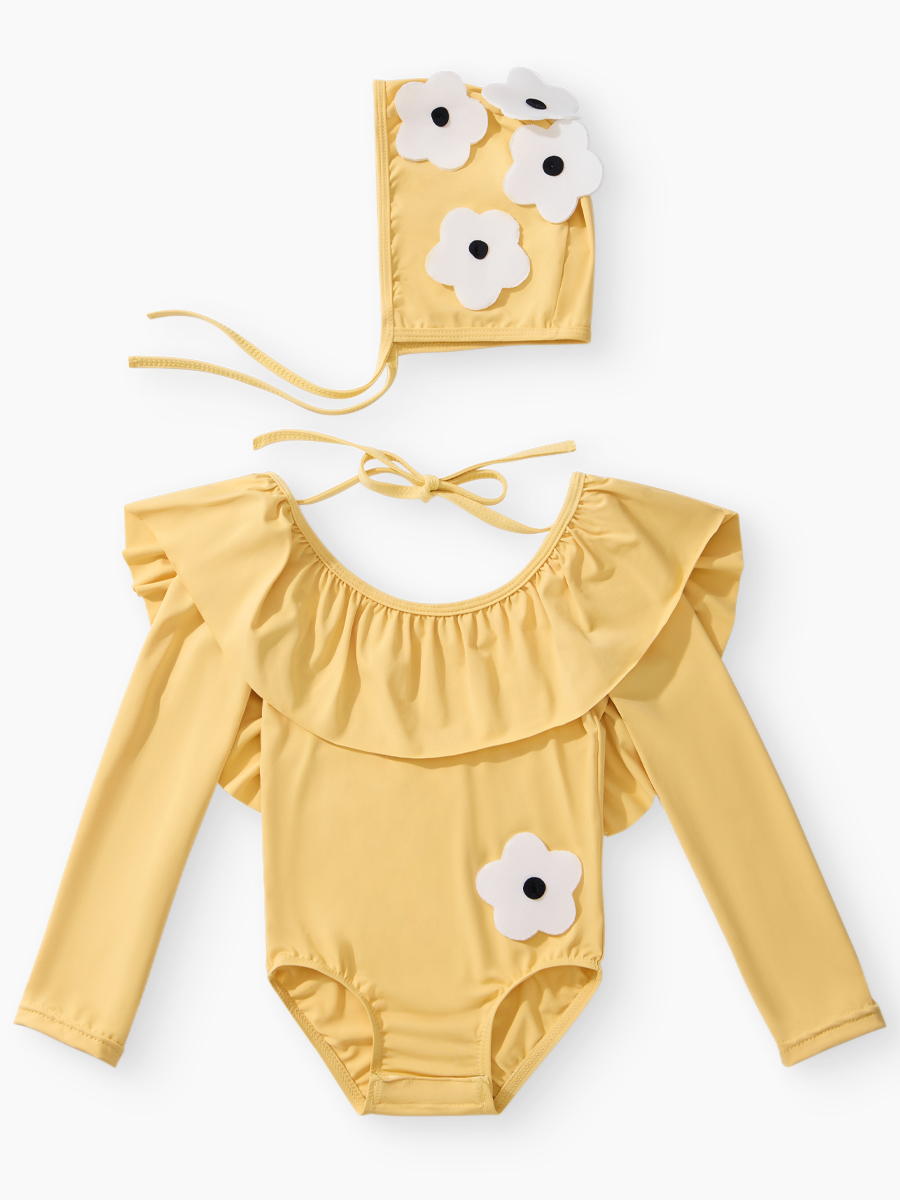 Купальник и шапочка Happy Baby 50714-0_yellow - фото 1