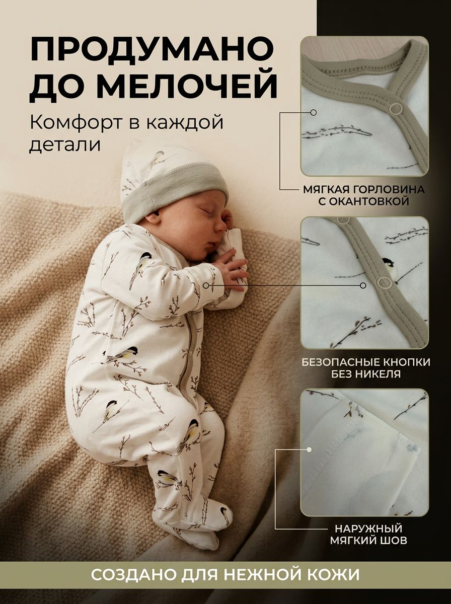 Комбинезон с шапочкой Milkymania 1094синички - фото 8