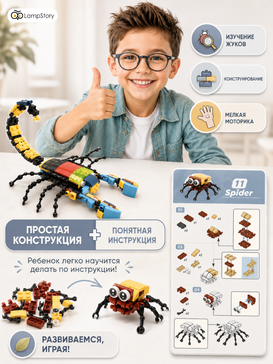 Конструктор LampStory Мир жучков 300 дет. - фото 6