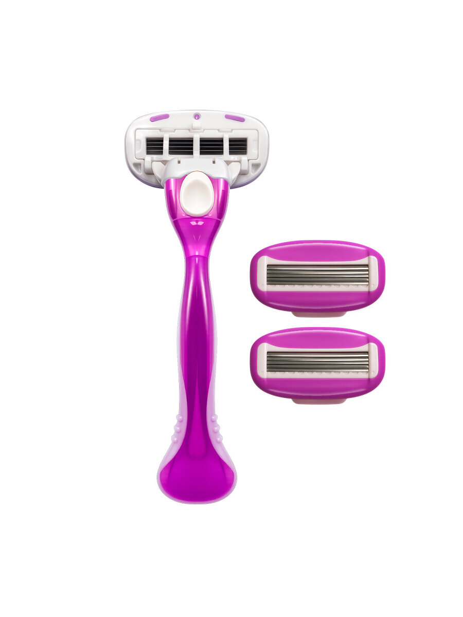 Бритва женская многоразовая X-ONE станок для бритья с 2 сменными кассетами 5 лезвий - фото 3