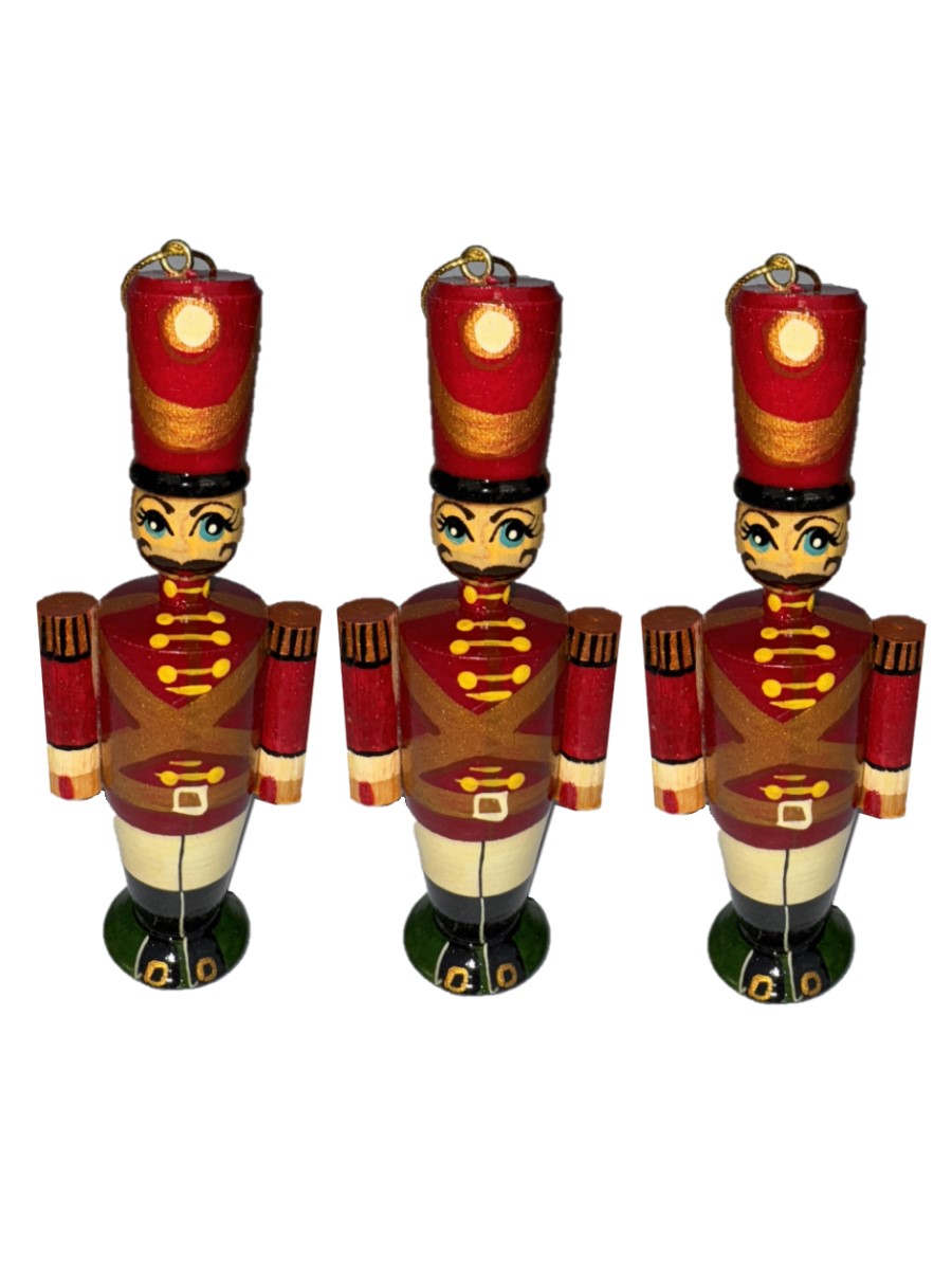 Елочная игрушка Хохлома Оптом деревянная фигурка Гусар 3 шт - фото 1