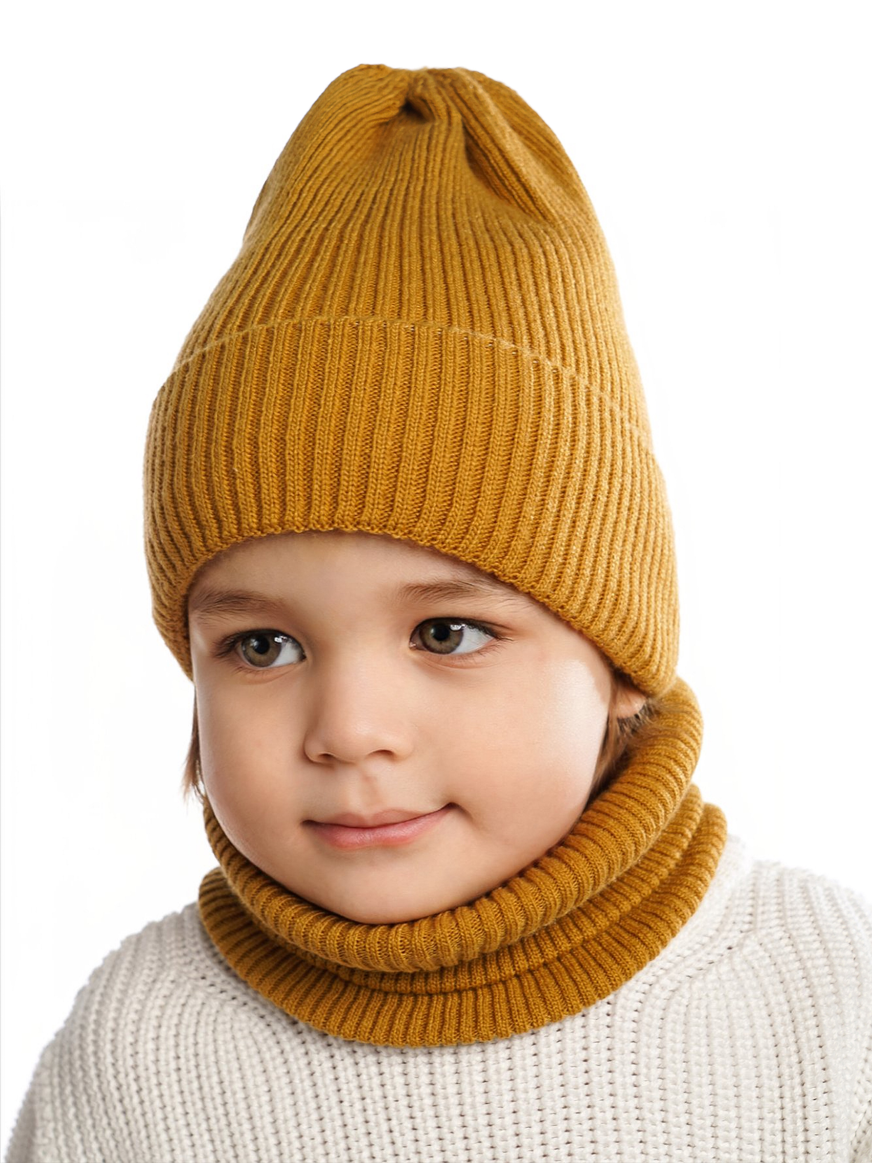 Шапка и снуд ПриКиндер U-Sp234140 Цвет: Горчичный - фото 8