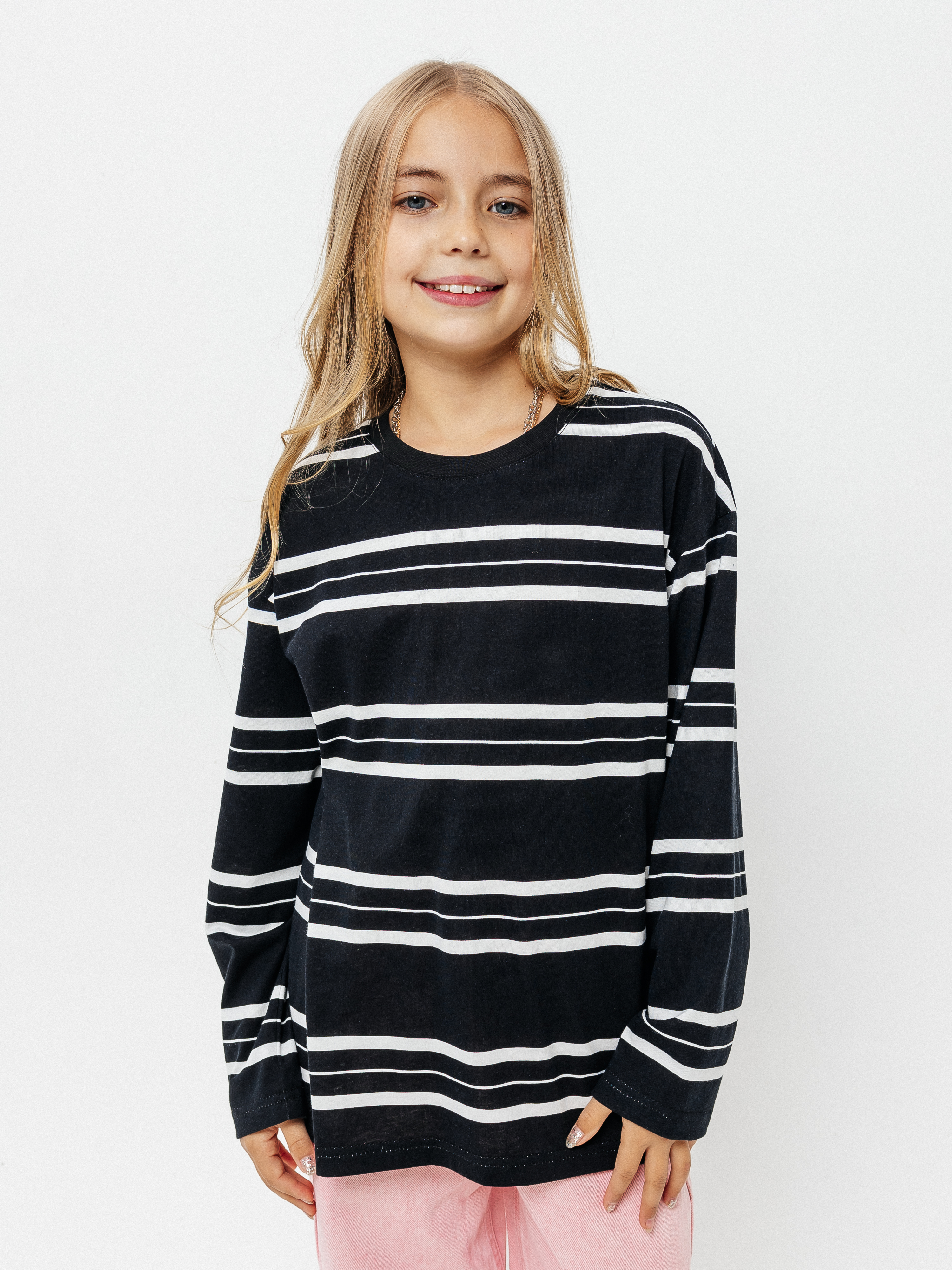 Лонгслив Селтекс Ю_ДК62 черный/молоко полоса - фото 1