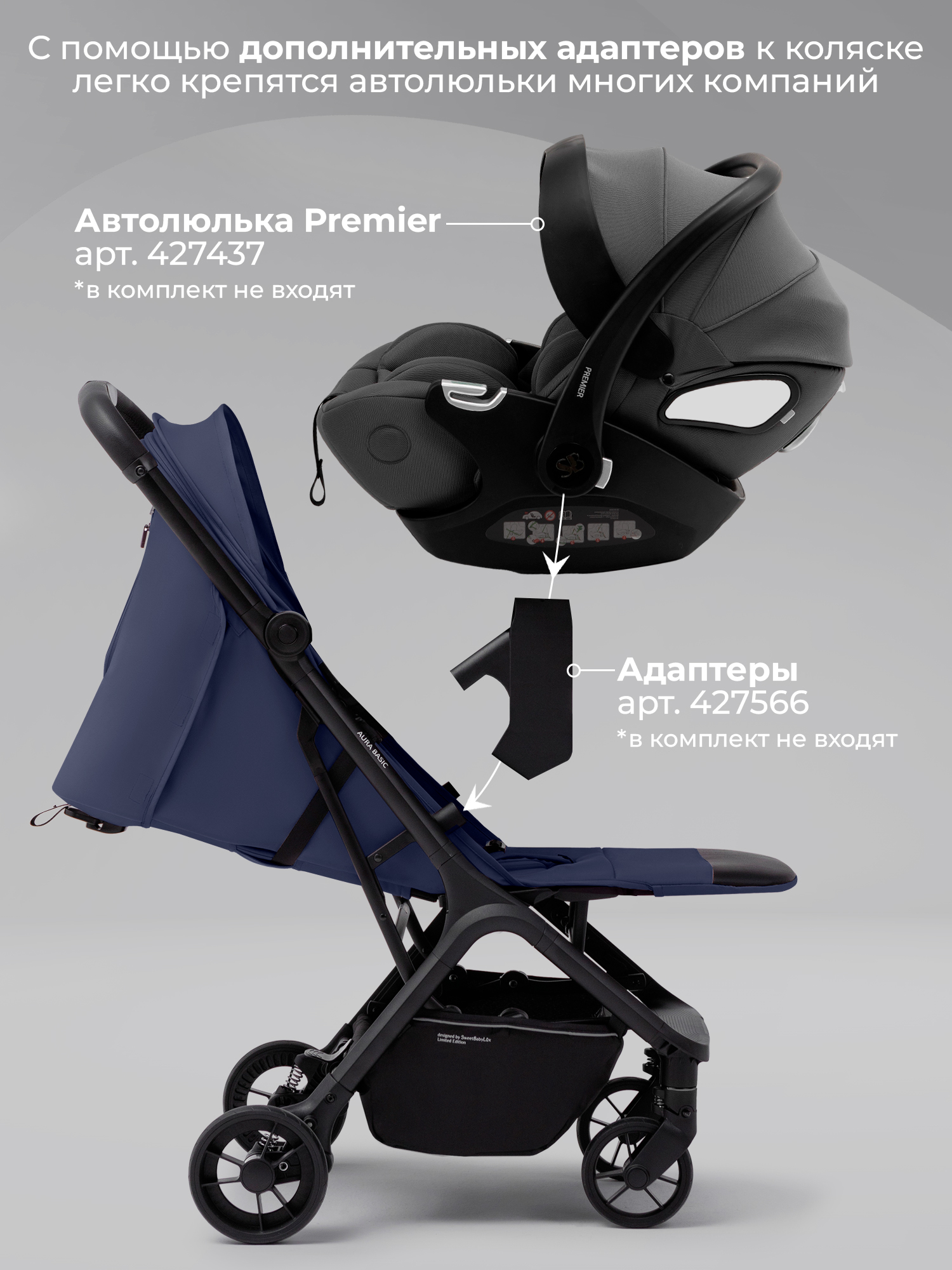 Коляска прогулочная Sweet Baby синий - фото 2