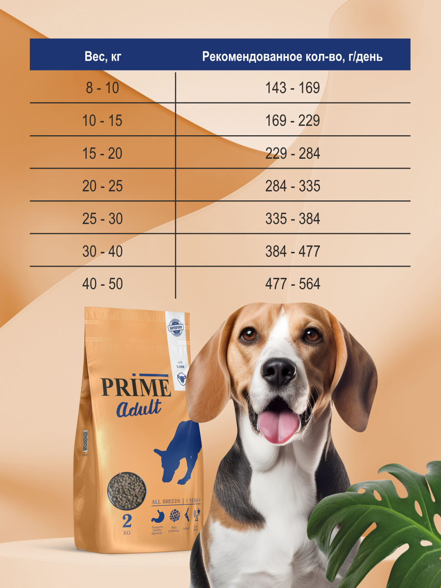 Корм для собак средних и крупных сухой Prime на ягнёнке 2кг - фото 7