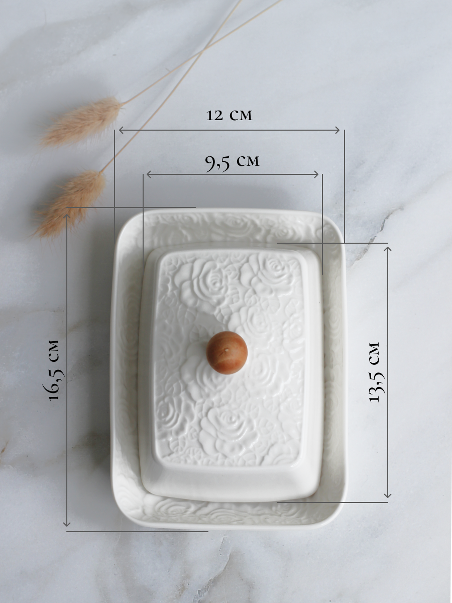 Масленка Balsford фарфоровая белая на подставке - фото 4