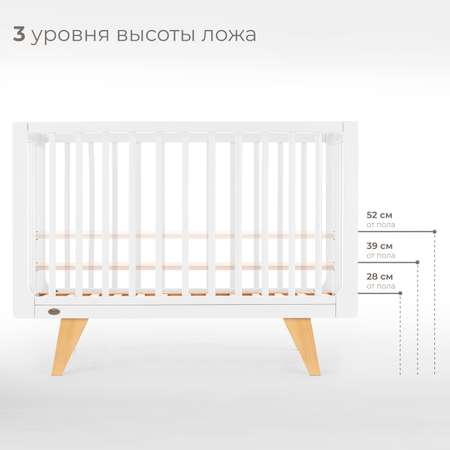 Детская кроватка Nuovita прямоугольная, продольный маятник (белый)