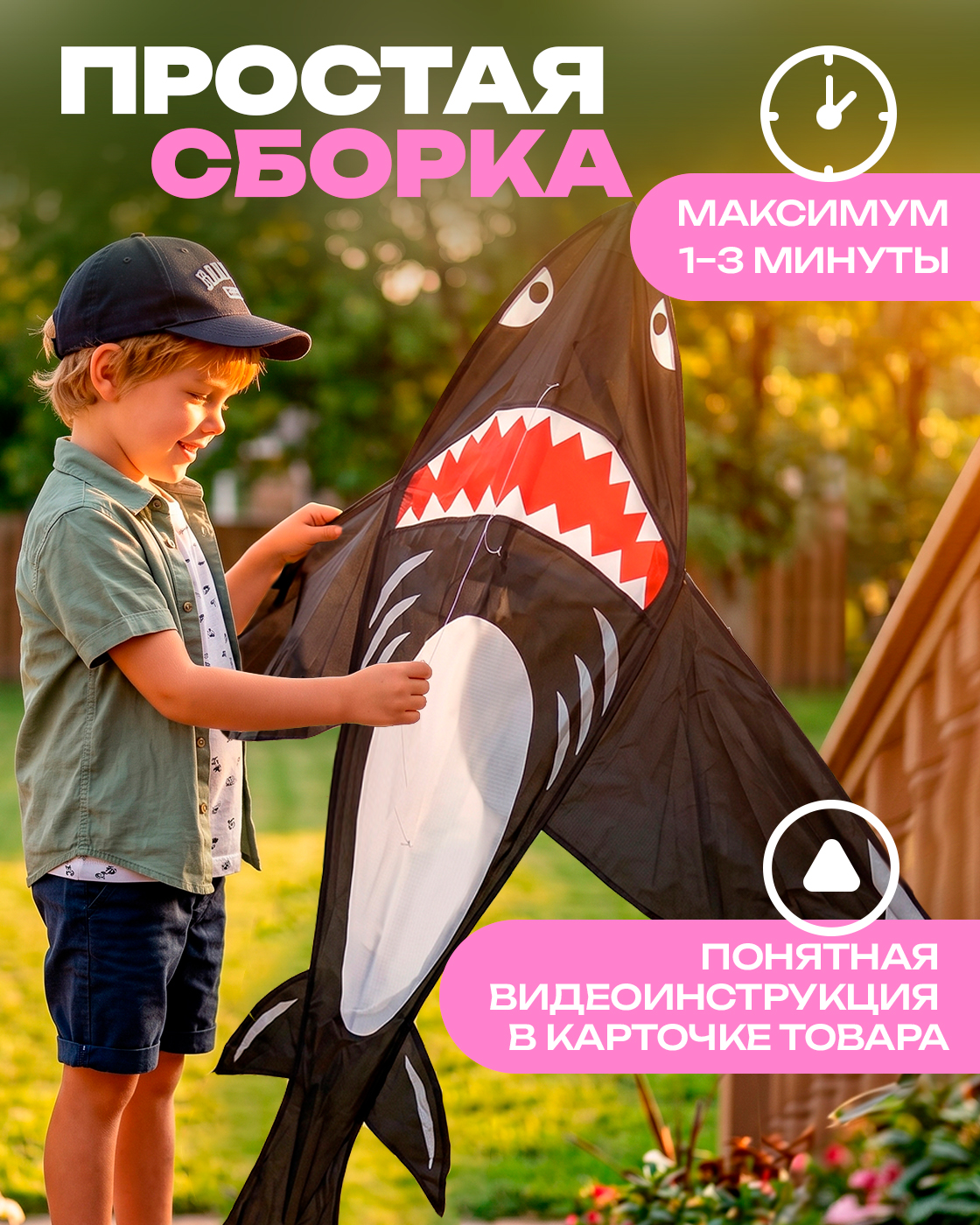 Воздушный змей 1TOY Акула маленький управляемый - фото 3