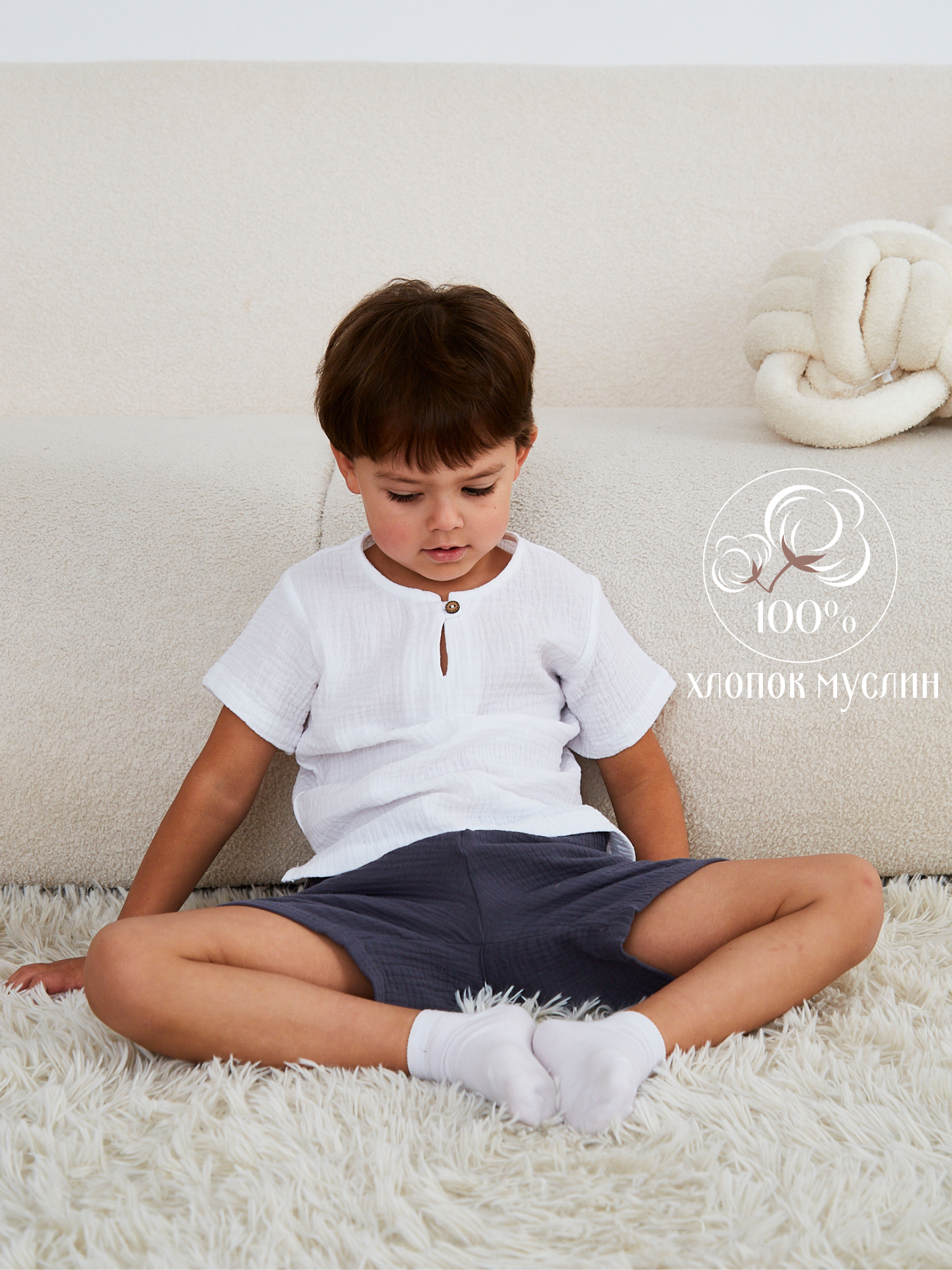 Шорты MOUN Шорты_муслин_темносерый - фото 3