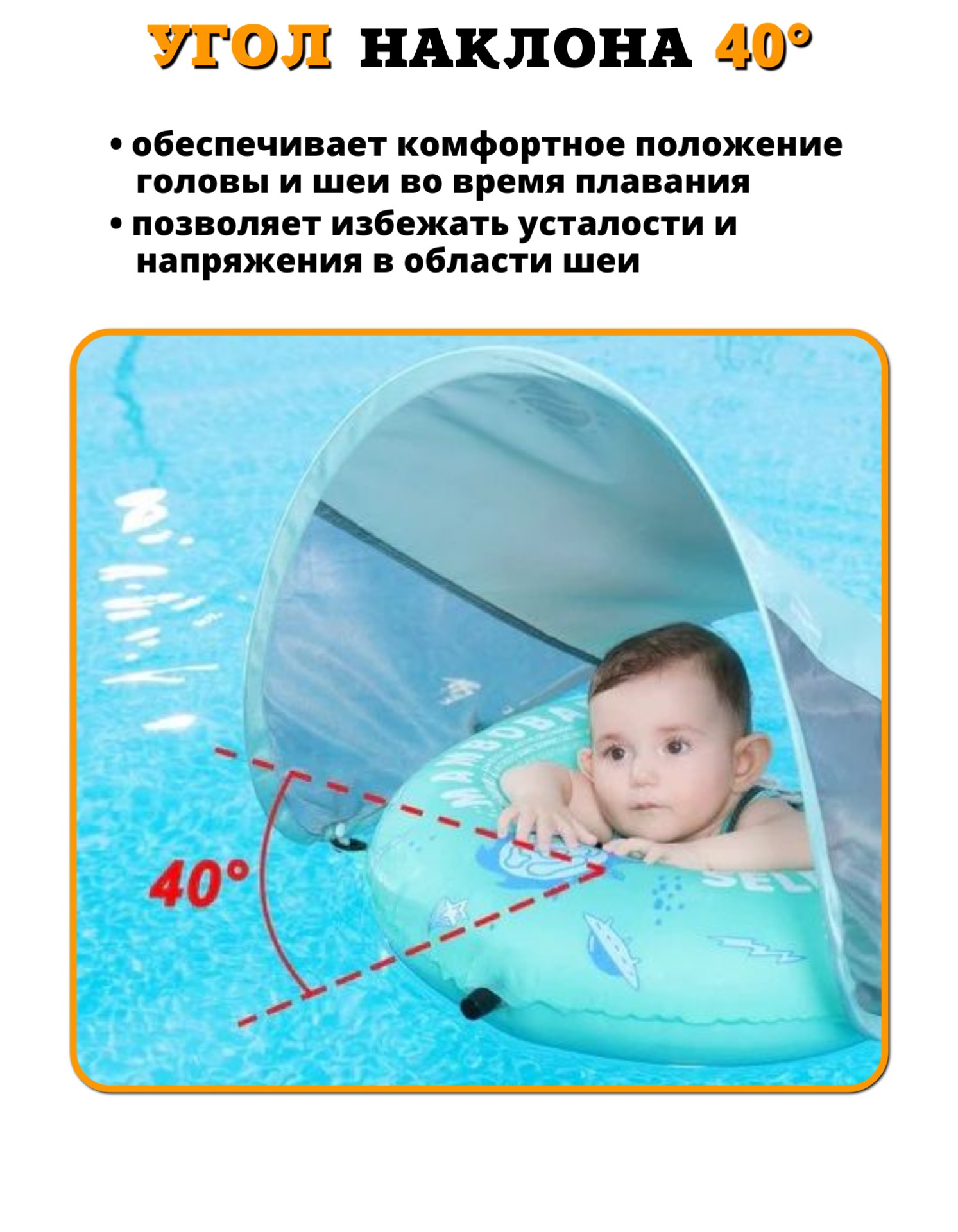 Круг для плавания детский Mambobaby с трусами и навесом 3-24 месяца - фото 13