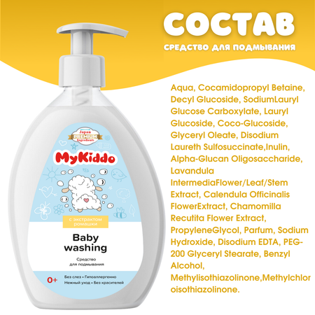 Средство для подмывания малыша MyKiddo экстракты ромашки календулы и лаванды 300 мл