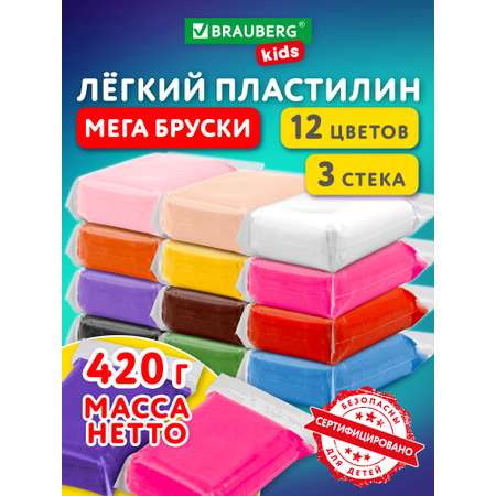 Пластилин Brauberg воздушный 12 цв.