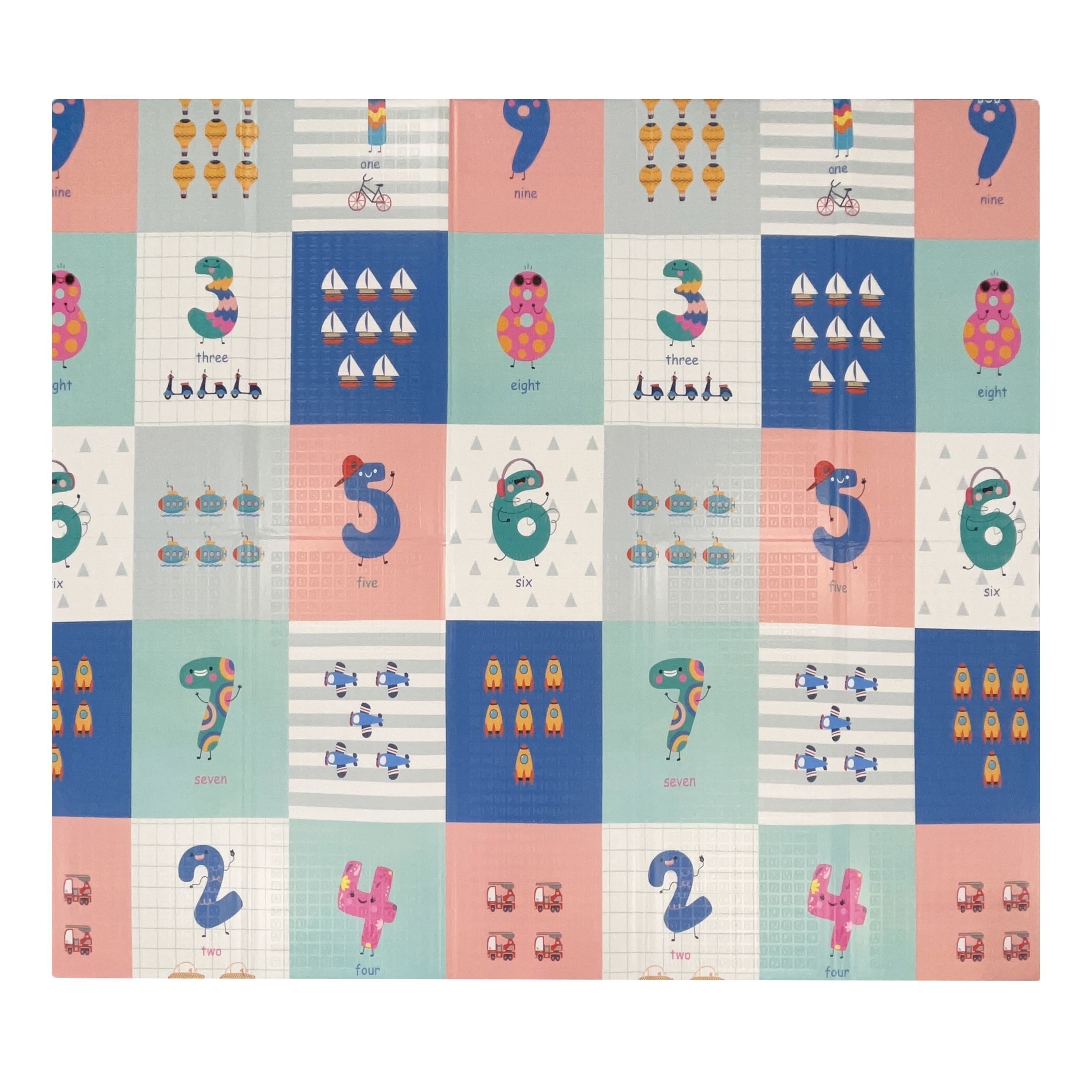 Игровой коврик складной для детей UNIX Kids Numbers 180x200 см, двусторонний, цифры и животные, текстурная поверхность, развивающий - фото 16