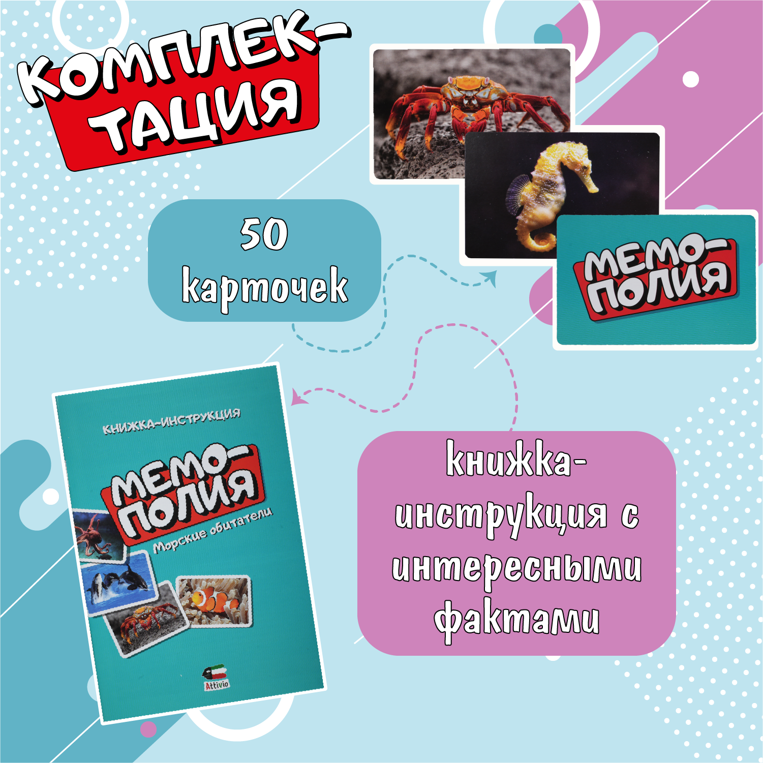 Настольная игра Attivio Мемополия Морские обитатели - фото 2