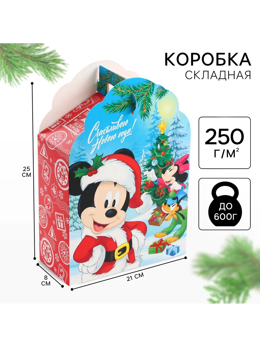 Коробка складная, новогодняя Disney "Счастливого Нового года", 17 х 25 х 8 см - фото 1