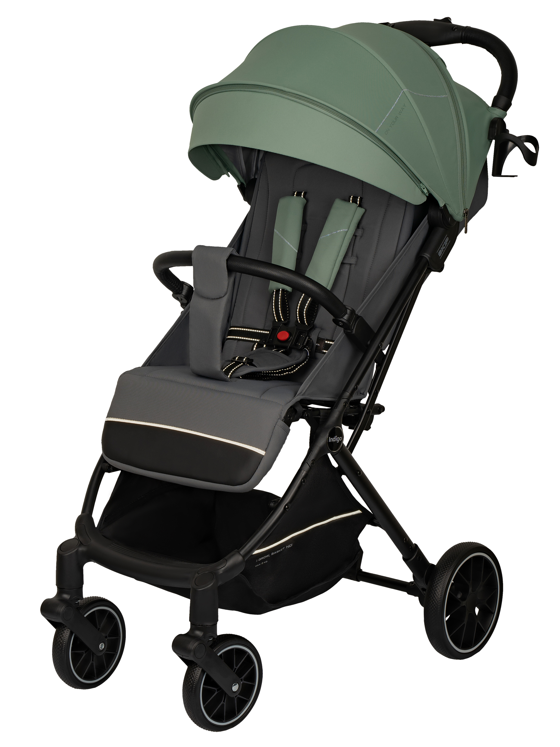Коляска прогулочная Indigo Skip для путешествий, зеленый зеленый - фото 10