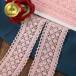 Кружево вязаное хлопковое KRUZHEVO 60мм цв.светло-розовый уп.10м