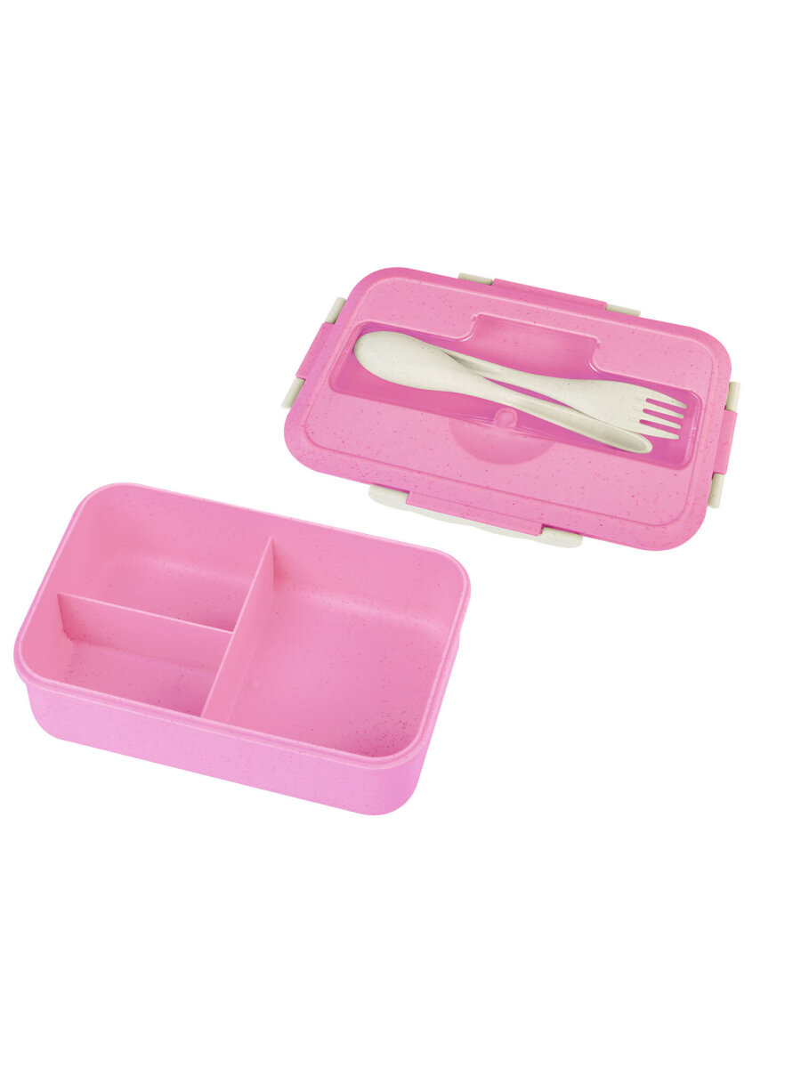 Ланч-бокс Joylux контейнер для еды с 3 отделениями и приборами 1,4 л 8х21х14 см - фото 10