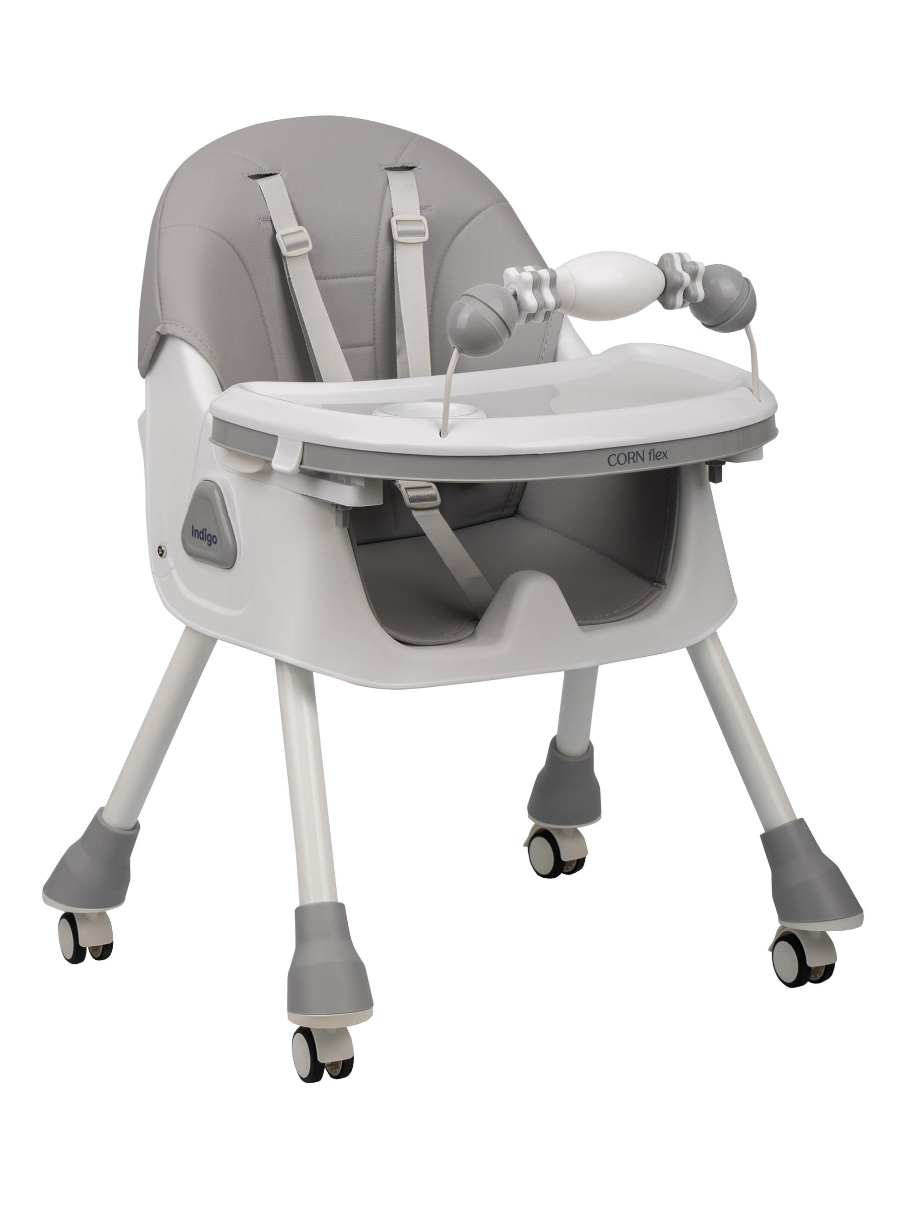 Стульчик для кормления Indigo Corn Flex светло-серый - фото 11