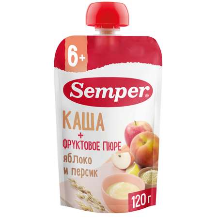 Пюре Semper Каша-яблоко-персик с 6 мес 120 г