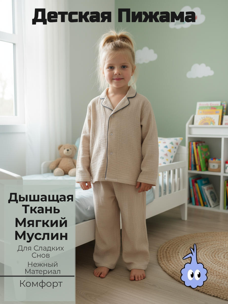 Пижама КВАРК лук пижама-муслин-беж - фото 2