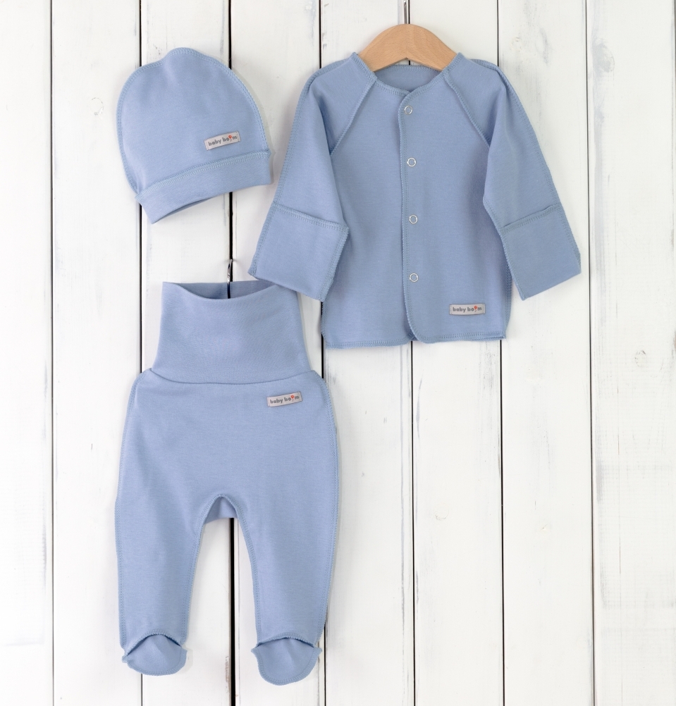 Распашонка и ползунки с шапкой Baby boom КН132/4-И голубой - фото 1