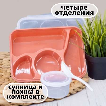 Ланч-бокс тарелка секционная iLikeGift Section red