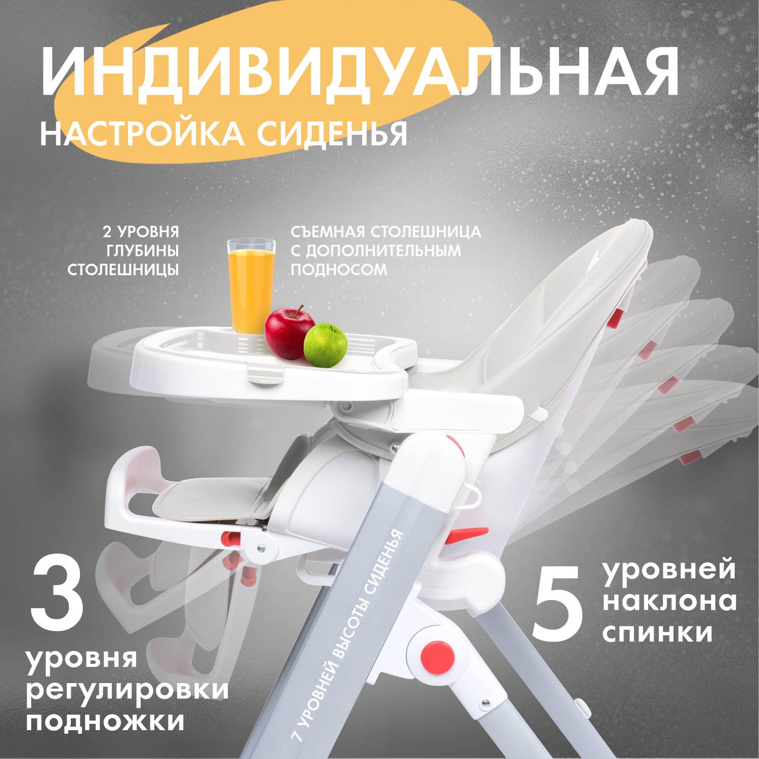 Стульчик для кормления Nuovita Futuro Senso Bianco серый - фото 3