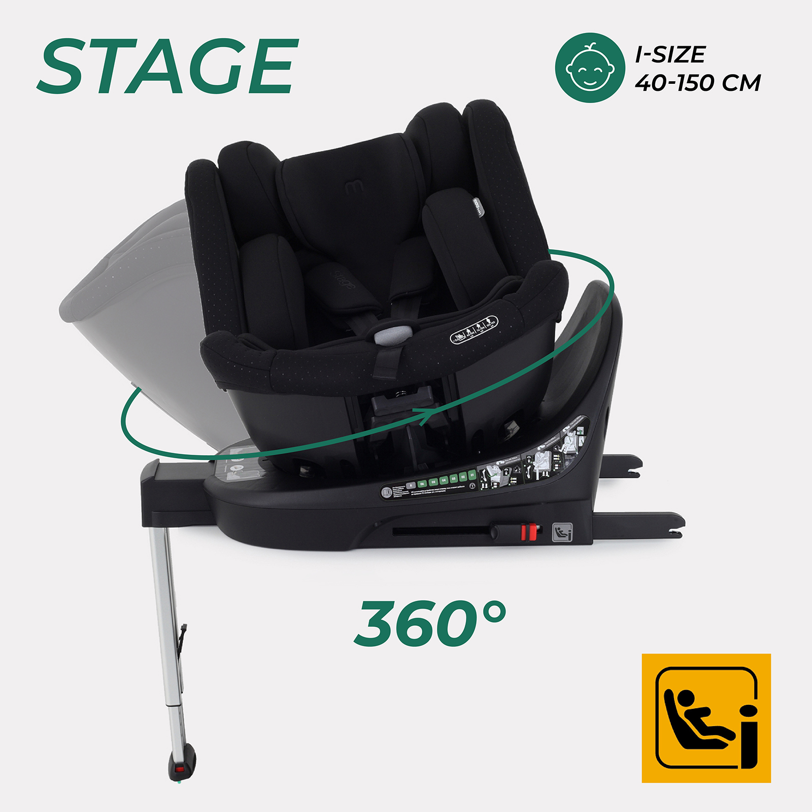 Автокресло MOWbaby STAGE Black Isofix 0+/1/2/3 (0-36 кг) черный - фото 1
