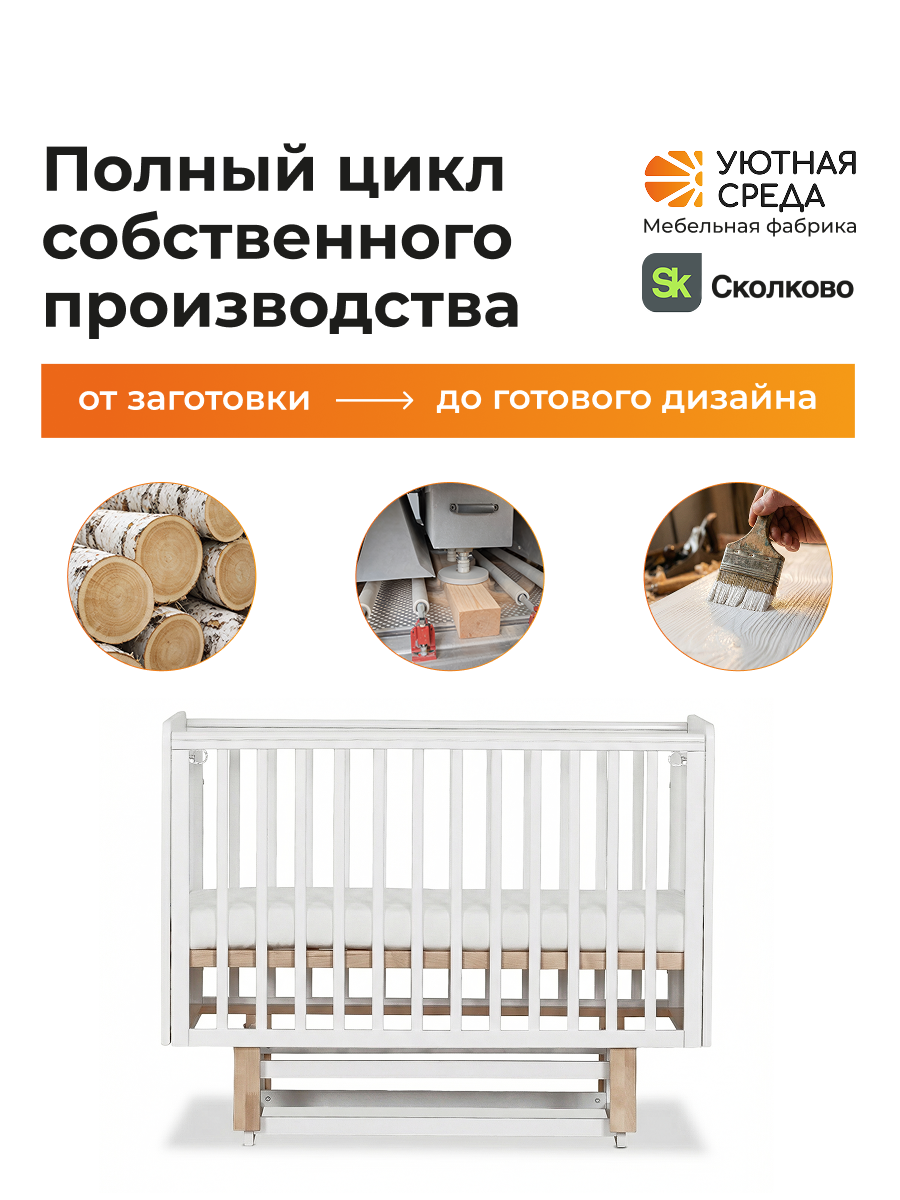 Детская кроватка Уютная среда Кроватка КР120, поперечный маятник (белый) - фото 21