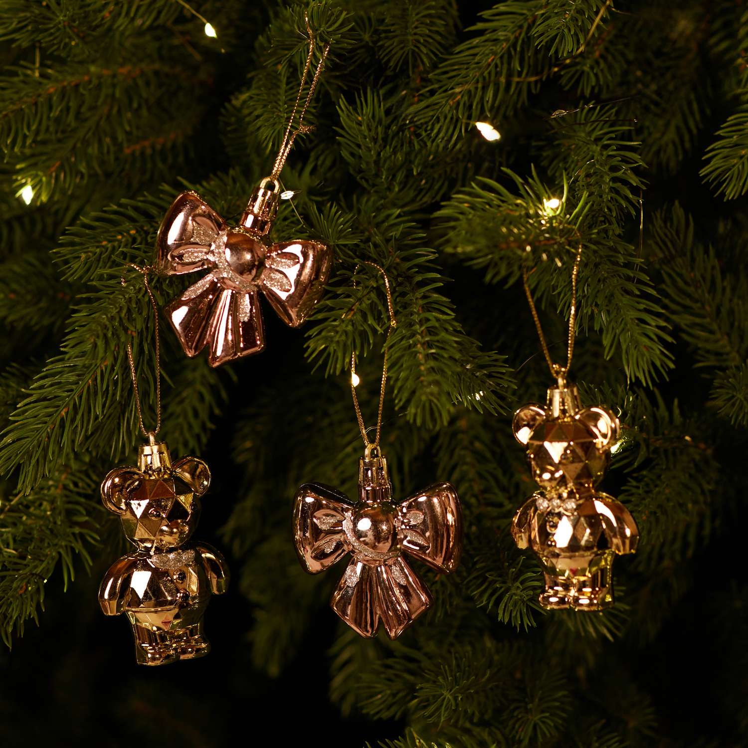 Набор елочных украшений ё Мишки и бантики 2шт - фото 1