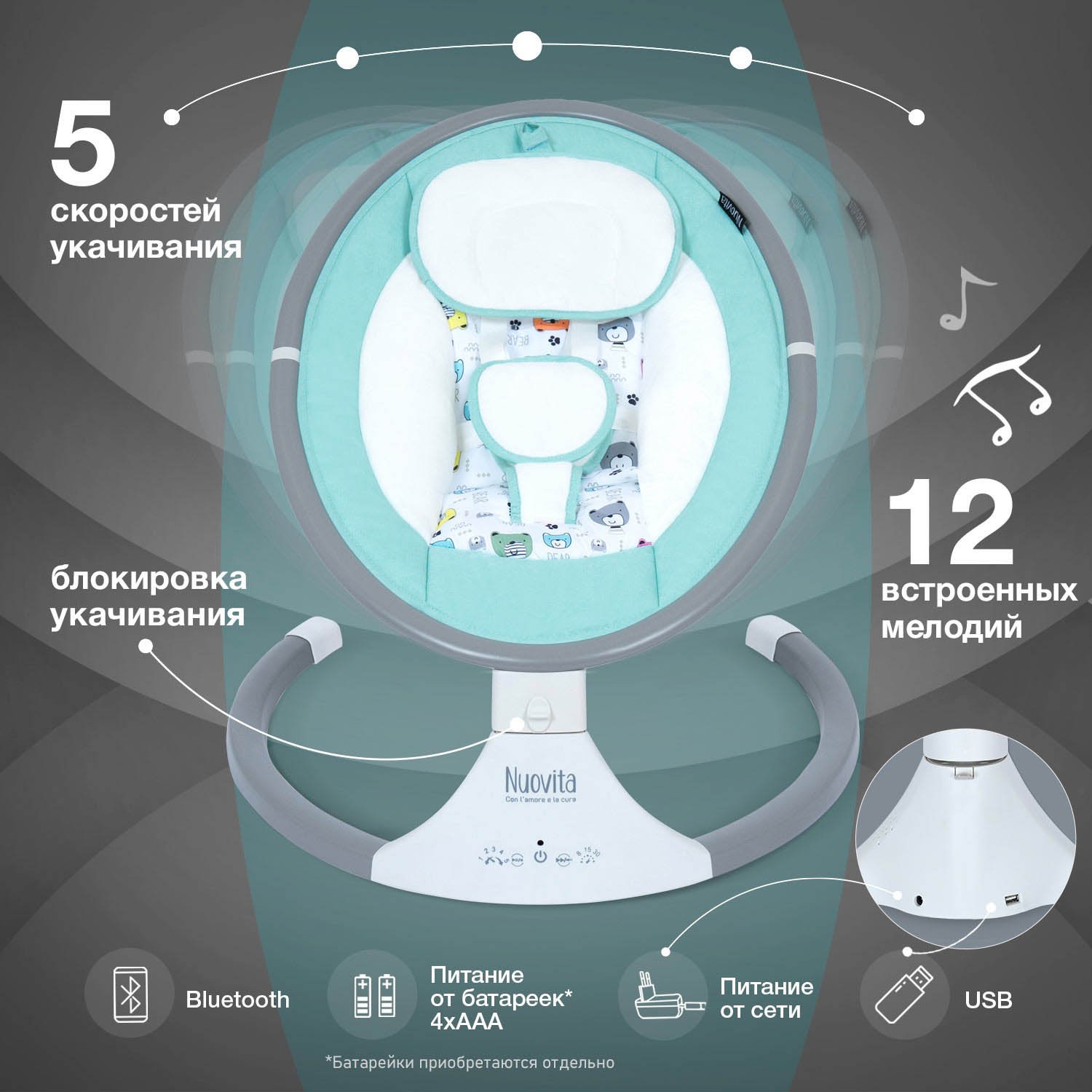 Качели Nuovita Mistero бирюзовый - фото 6