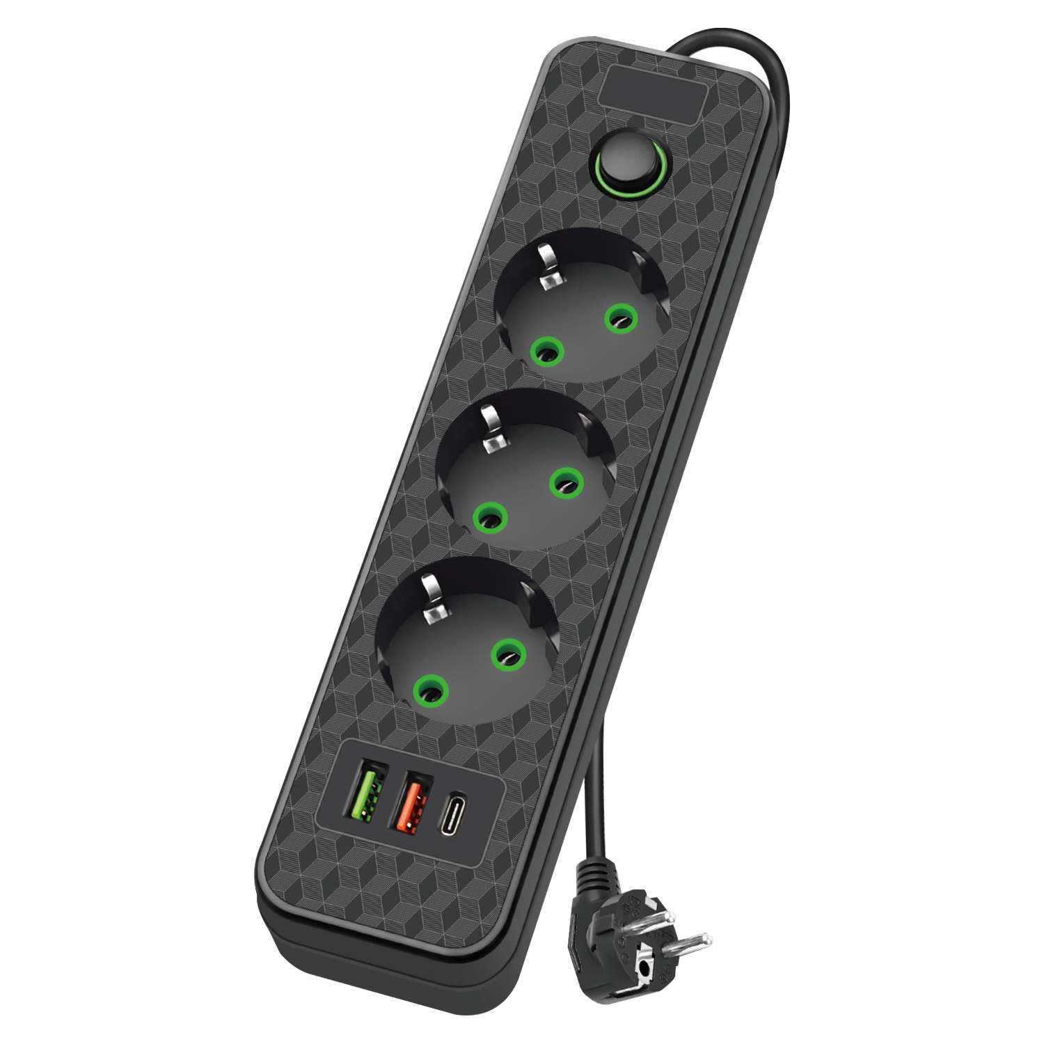 Удлинитель ё 3 гнезда 2 USB+ USB С 2м - фото 2
