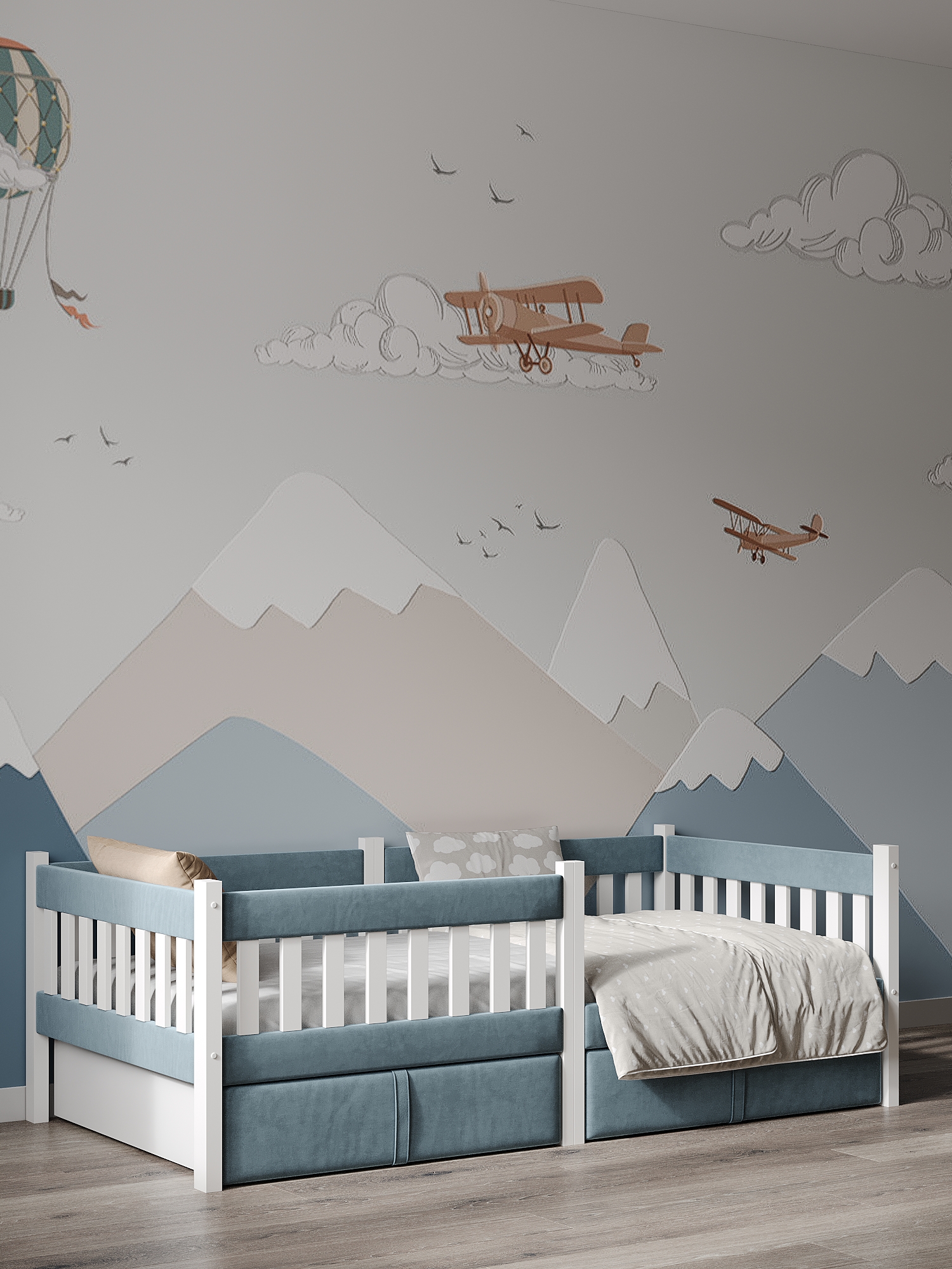 Кровать подростковая Moms charm (серый, синий) - фото 9