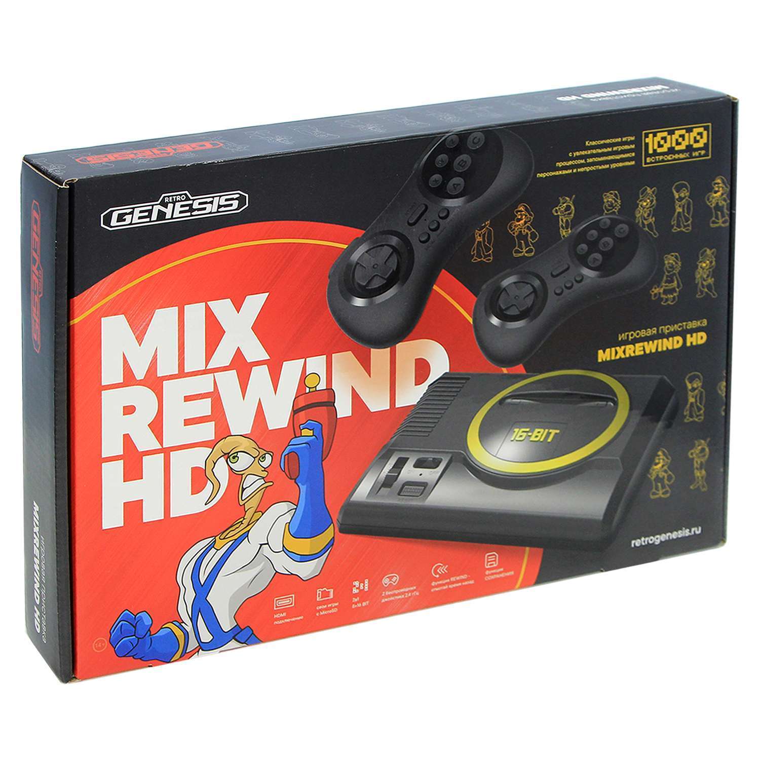 Игровая приставка Retro Genesis MixRewind HD (1000 игр, 2 беспровод. джойстика, HDMI, 8+16Bit, модель: RGP-515) - фото 6