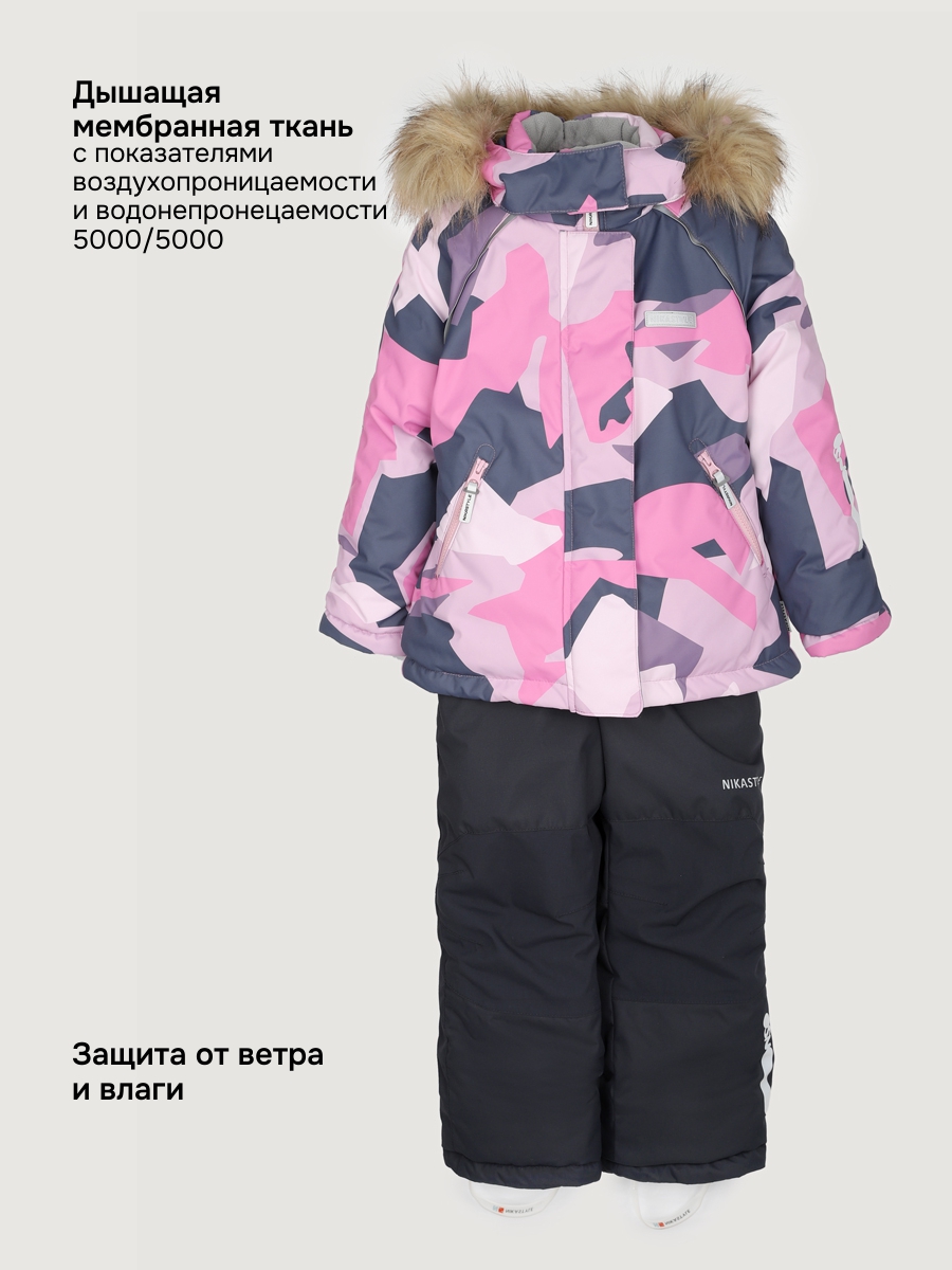 Куртка и полукомбинезон NIKASTYLE 7з1225 розовый/графит - фото 6