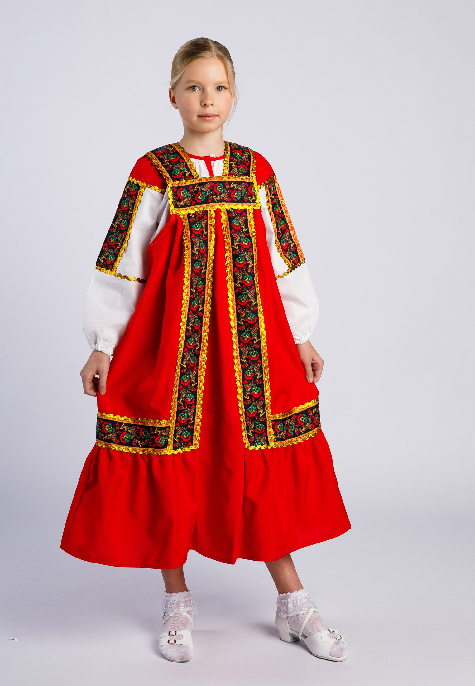 Костюм русский народный Gala-Вальс С/машенька/оборка/красный - фото 1