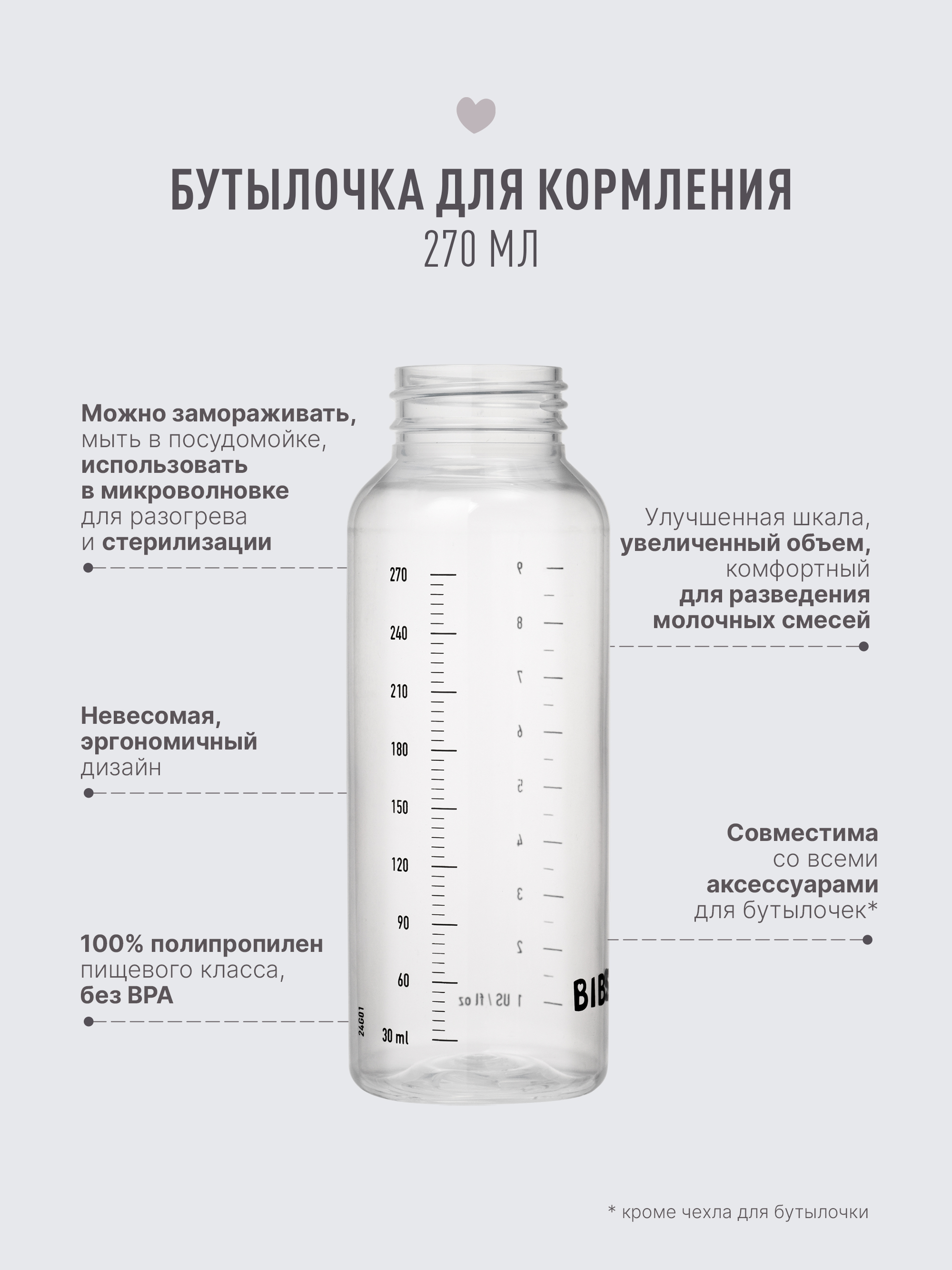 Бутылочка BIBS Classic+ 270 мл 1 шт. - фото 2